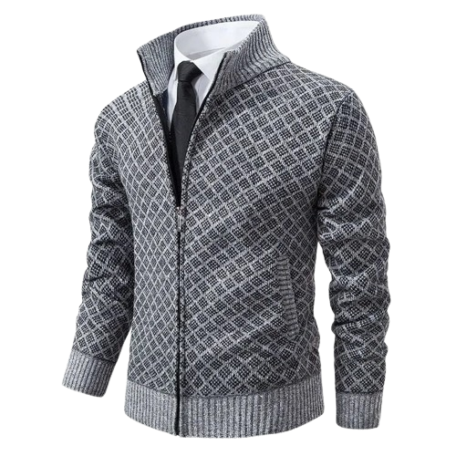 Luxevya Diamond Knit Zip-Up Jacket