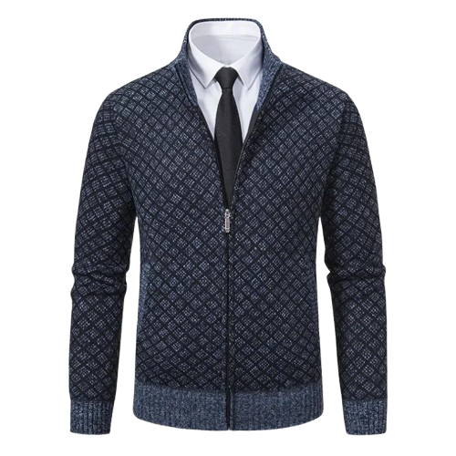 Luxevya Diamond Knit Zip-Up Jacket