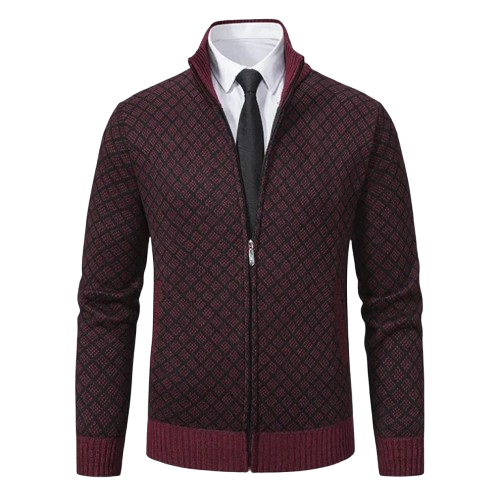 Luxevya Diamond Knit Zip-Up Jacket