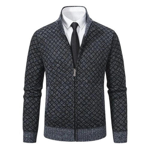 Luxevya Diamond Knit Zip-Up Jacket