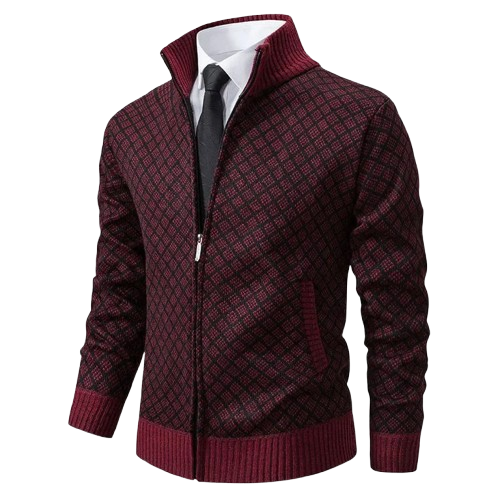 Luxevya Diamond Knit Zip-Up Jacket