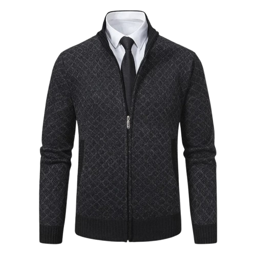 Luxevya Diamond Knit Zip-Up Jacket