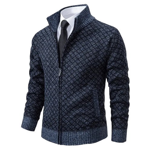 Luxevya Diamond Knit Zip-Up Jacket