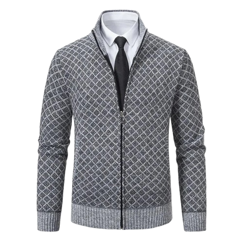 Luxevya Diamond Knit Zip-Up Jacket